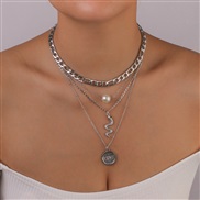 ( White K)occidental style multilayer necklace  WordOV snake personality retro punk exaggerating chain