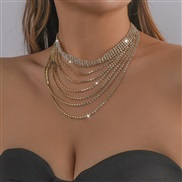 ( Gold) claw chain  Rhinestone tassel layering necklace exaggerating wind row diamond chain