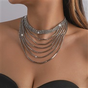 ( White K) claw chain  Rhinestone tassel layering necklace exaggerating wind row diamond chain