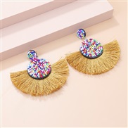 ( yellow)new  Bohemia  occidental style retro color beads tassel pendant earrings Nation fashion woman style