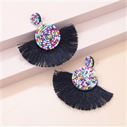 ( black)new  Bohemia  occidental style retro color beads tassel pendant earrings Nation fashion woman style