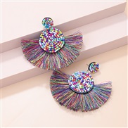 ( Color)new  Bohemia  occidental style retro color beads tassel pendant earrings Nation fashion woman style