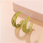 ( green)  wind retro atmospheric brief resin circle circle earrings fashion personality temperament woman style Earring