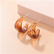 ( brown)  wind retro atmospheric brief resin circle circle earrings fashion personality temperament woman style arring