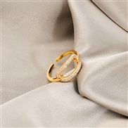 (J /gold )Korea hollow square diamond ring  opening all-Purposeins woman