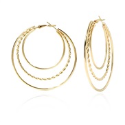 ( Gold)occidental style exaggerating gold three layer earrings  brief Alloy earring woman F