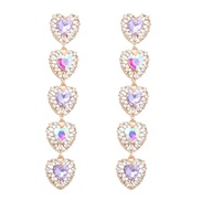 (purple)earrings Alloy diamond multilayer heart-shaped long style earring occidental style earrings woman colorful diam