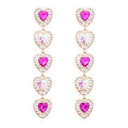 ( rose Red)earrings Alloy diamond multilayer heart-shaped long style earring occidental style earrings woman colorful d