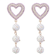 (purple)trend heart-shaped Alloy diamond multilayer pellet long style earring occidental style geometry earrings woman 