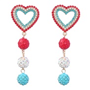 (red color )trend heart-shaped Alloy diamond multilayer pellet long style earring occidental style geometry earrings wo