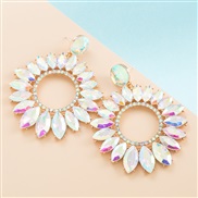(AB color)occidental style trend exaggerating big earrings Alloy embed glass diamond high fashion hollow flowers earring
