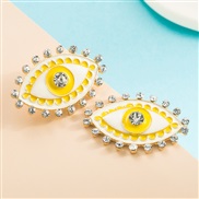 ( yellow)ins occidental style personality Alloy diamond eyes earrings woman trend personality ear stud Earring
