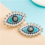 ( blue)ins occidental style personality Alloy diamond eyes earrings woman trend personality ear stud arring