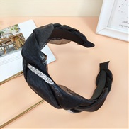 ( black)new width Headband  retro brief twisted Headband  high-end Rhinestone weave