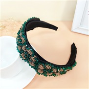 ( green)occidental style crystal weave  high-end luxurious width  beads beads Headband woman