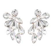 ( white)earrings fashion colorful diamond series Alloy diamond glass diamond earrings woman occidental style exaggerati