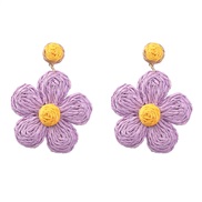 (purple)summer color flowers earrings woman occidental style elegant temperament arring Street Snap