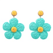 (Cyan )summer color flowers earrings woman occidental style elegant temperament arring Street Snap