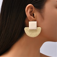 ( white)occidental style trend geometry sector earrings woman Bohemia ins creative personality exaggerating earring