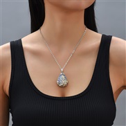 ( white)occidental style creative geometry transparent natural drop necklace woman ins Korean brief