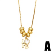 (A)samll beads necklace woman occidental style wind diamond love Wordlove pendant clavicle chainnkb