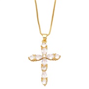 ( white)color zircon cross necklace occidental style fashion diamond all-Purpose sweater chainnkb