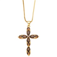 ( brown)color zircon cross necklace occidental style fashion diamond all-Purpose sweater chainnkb