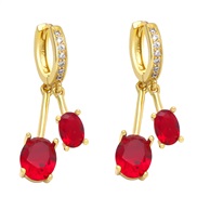 ( red) Round geometry earringsins high color zircon Earringera