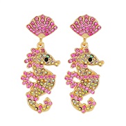 ( Pink) color ear stud diamond earrings personality creative retro