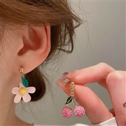 (  Silver needle   Pink Flower)silver color love tulip flowers earrings Korea fresh brief ear stud earring arring woman