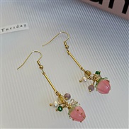 (    Pink)silver color love tulip flowers earrings Korea fresh brief ear stud earring arring woman