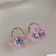 (  Silver needle  Pink Flower)silver color love tulip flowers earrings Korea fresh brief ear stud earring arring woman