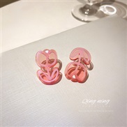 (   Silver needle Pink Style )silver color love tulip flowers earrings Korea fresh brief ear stud earring arring woman