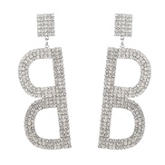 (B)ins wind fashion Alloy diamond Word earring occidental style earrings woman temperament trend arring