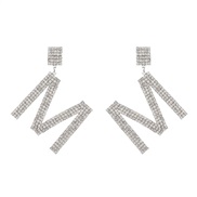 (M)ins wind fashion Alloy diamond Word earring occidental style earrings woman temperament trend arring