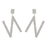 (N)ins wind fashion Alloy diamond Word earring occidental style earrings woman temperament trend arring