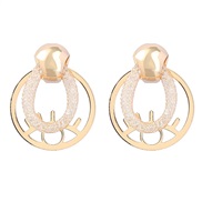 ( Gold)ins wind personality Round Alloy eyes earrings woman occidental style Metal ear stud