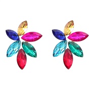( Color)earrings fashion colorful diamond series Alloy diamond glass diamond flowers earrings woman fully-jewelled ear 