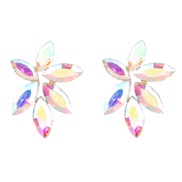 (AB color)earrings fashion colorful diamond series Alloy diamond glass diamond flowers earrings woman fully-jewelled ea