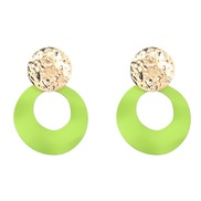 ( green)ins wind fashion summer brief multilayer Round Alloy earrings woman geometry ear stud occidental style arring