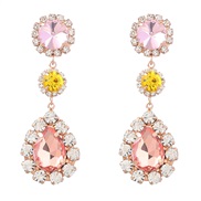 ( yellow)ins wind multilayer Alloy diamond drop glass diamond earring occidental style fully-jewelled earrings woman su