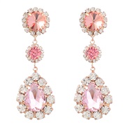 ( Pink)ins wind multilayer Alloy diamond drop glass diamond earring occidental style fully-jewelled earrings woman supe