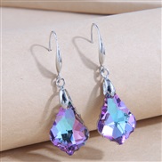fashion concise leaf crystal temperament earrings