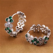 Korean style simple zirconium inlaid flower personality ear button
