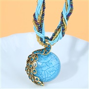 occidental style fashion retro noble wind peacock beads multilayer short necklace