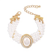 (gold +)samll wind elegant wealth temperament elegant bracelet  imitate Pearl Rhinestone resin beads wind