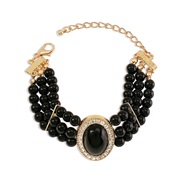 (gold + Black )samll wind elegant wealth temperament elegant bracelet  imitate Pearl Rhinestone resin beads wind