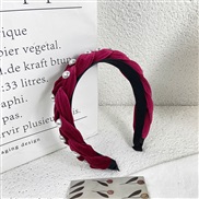 ( Red winePearl )Korean style retro velvet twisted Headband high-end Pearl sweet high lady