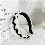 ( white)Korean style Winter new woolen weave Headband high black twisted high woman