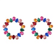 ( Color)earrings occidental style exaggerating drop glass diamond diamond Round color earrings woman colorful diamon